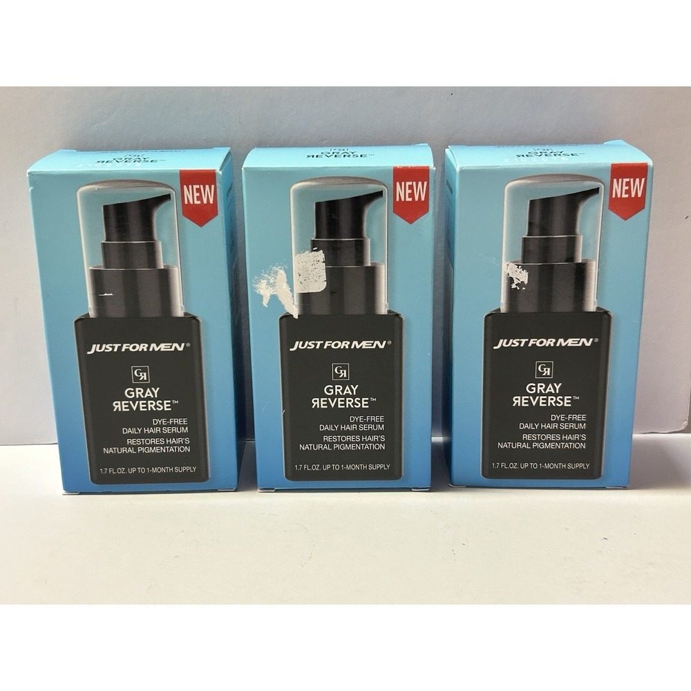 Just For Men Gray Reverse Daily Hair Serum 1.7oz 3 Pack Dye Free Restoration‎